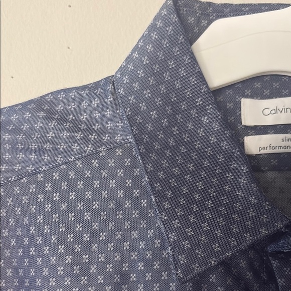 Calvin Klein Blue Dress Shirt Classic Long Sleeve - Picture 3 of 11